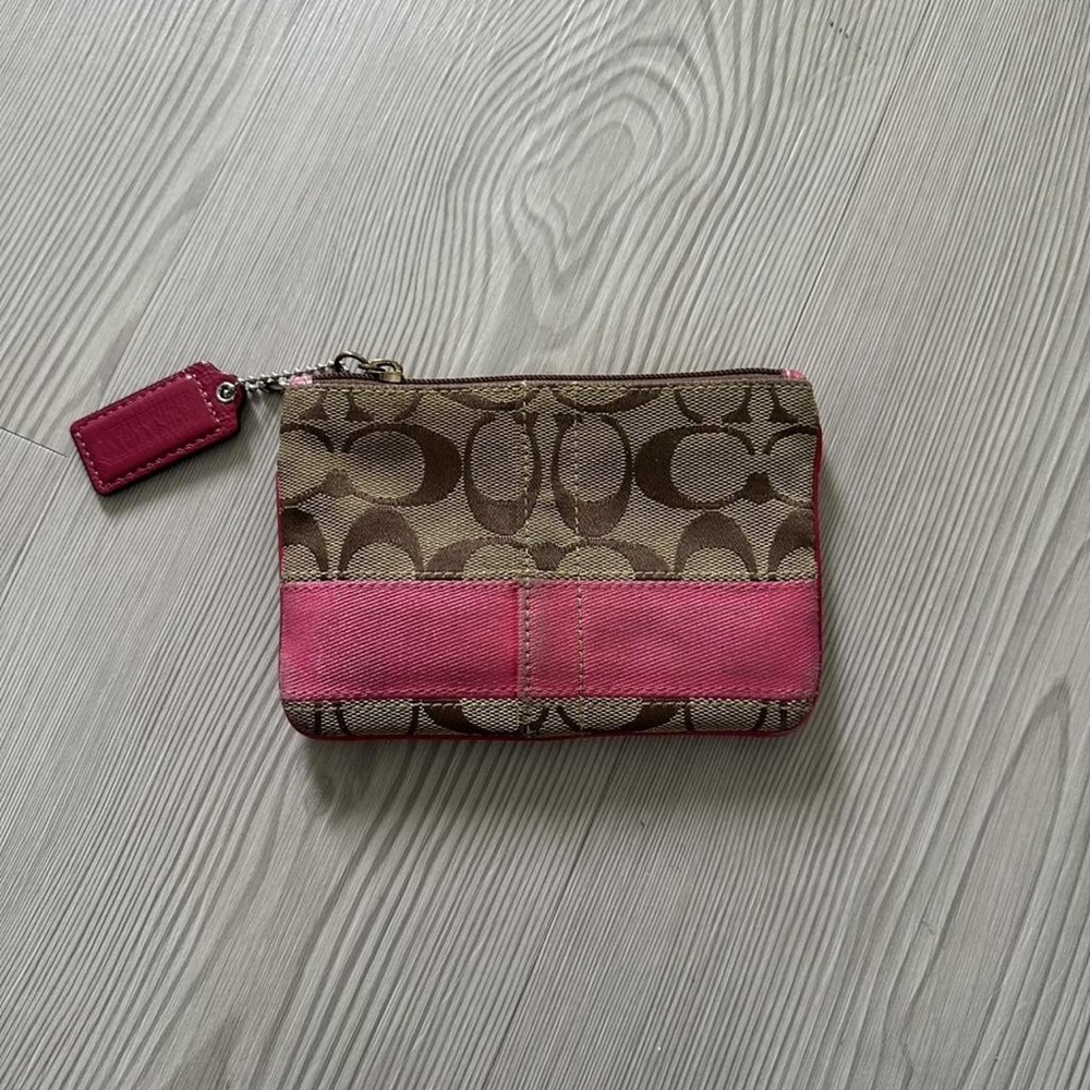 Coach Brown and Pink Signature Wristlet